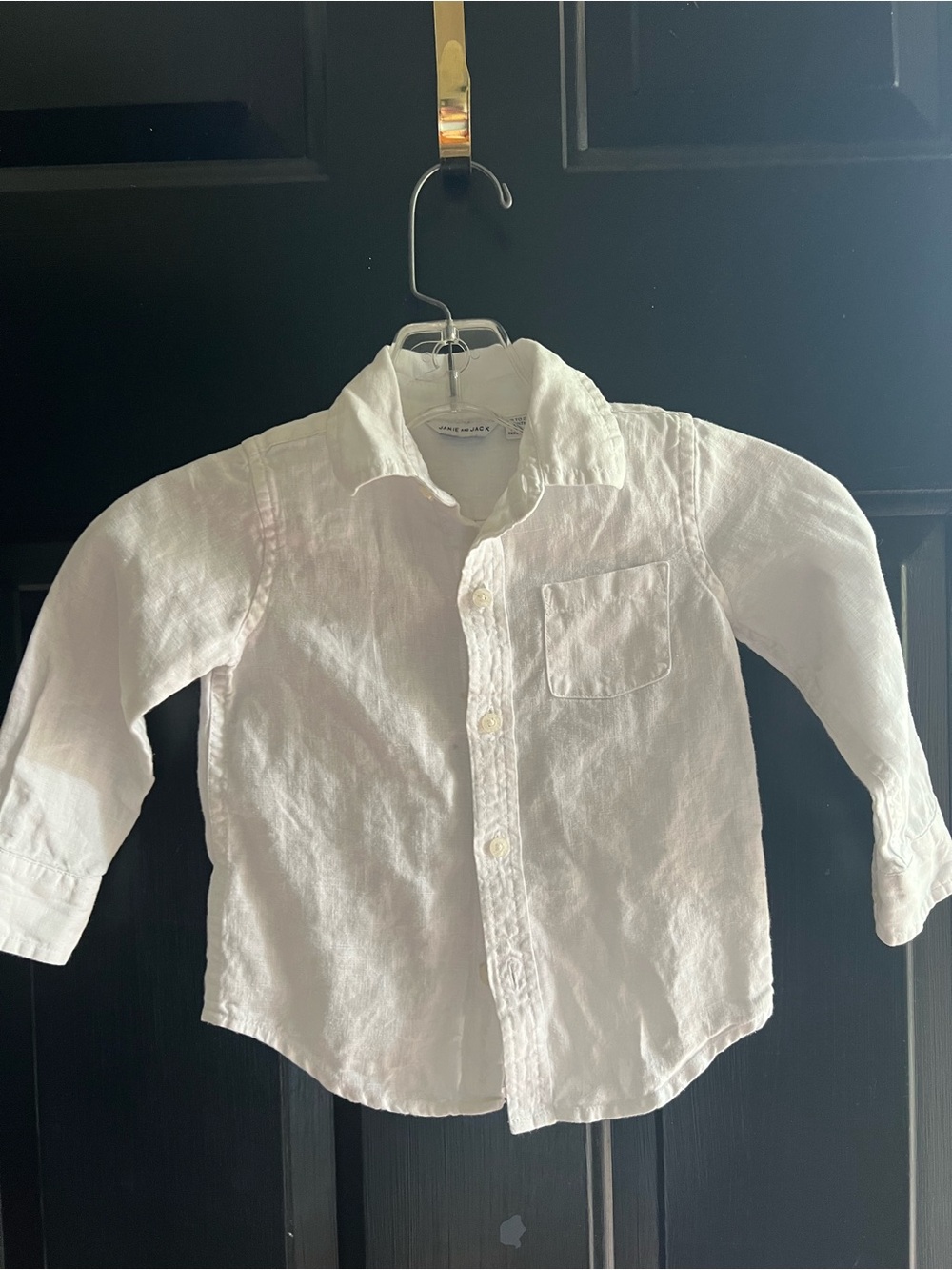 Janie and Jack White Linen-Look Button Down Shirt